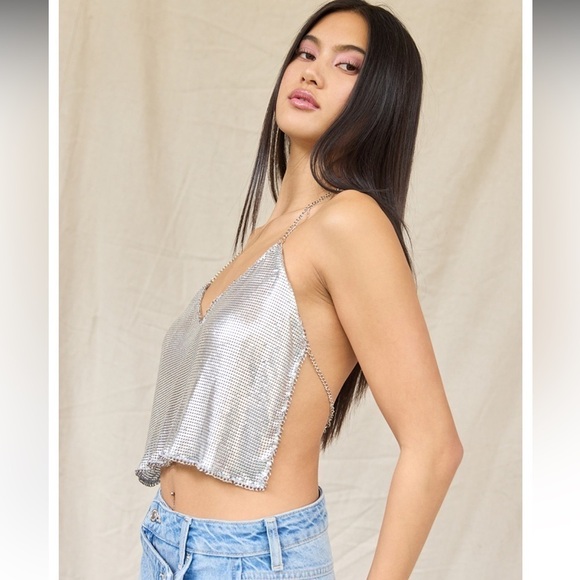 Tilly's WEST OF MELROSE Chain Mail Halter Top Size XS New With Tags - Picture 4 of 8